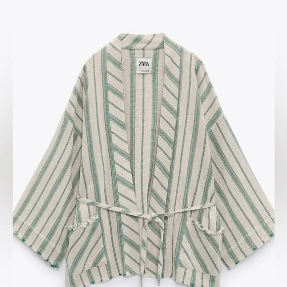 NWT Zara Woman The Beth Rustic Kimono Jacket Sz L - Picture 3 of 4